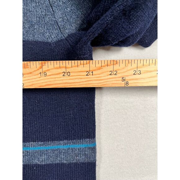 Banana Republic Men's Large Blue Stripe V-Neck Lambswool Cashmere Sweater - Picture 3 of 7